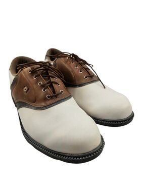 FJ FootJoy Dryjoys Tour Men 12W Brown Saddle Golf Oxfords 45330 NEEDS SPIKES
